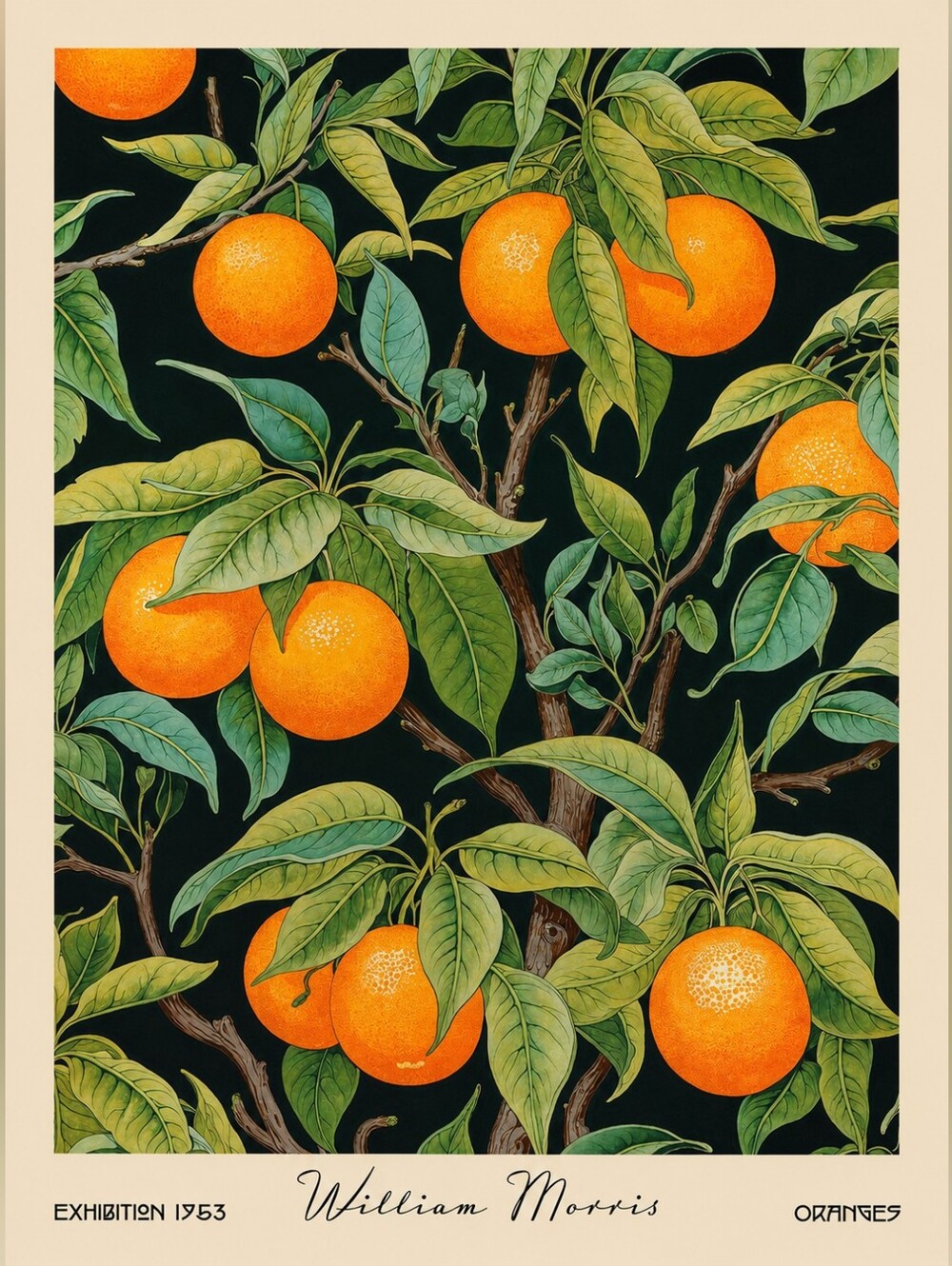 William Morris Orange Fruit Wall Art Print -  8.5x11